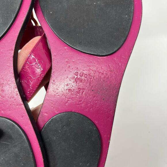 Gucci Microguccisima Fuchsia GG Thong Sandal Vernix  Pink size 37 EU Slide Flat - Picture 9 of 10